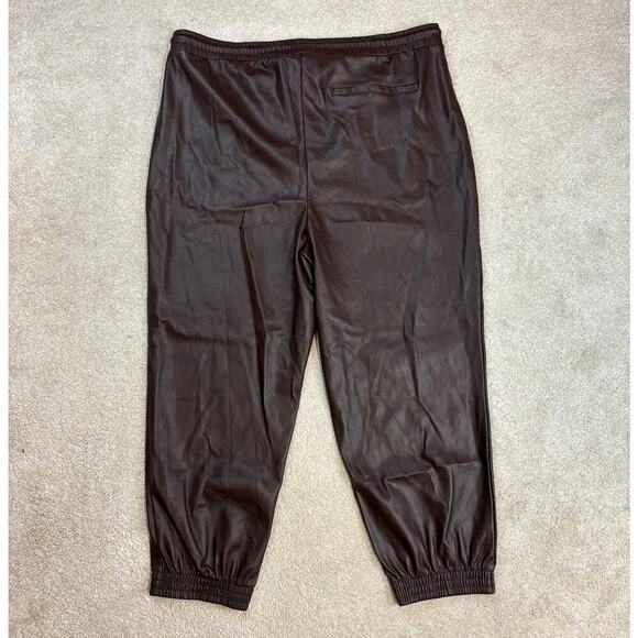 NWT Anthropologie Avec Les Filles Vegan Leather Jogger Pants Cedar Brown Size 2X - Picture 3 of 6